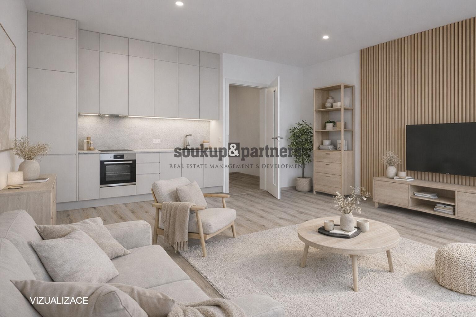 Prodej bytu 1+kk 30 m² s garážovým stáním a sklepem – novostavba, Praha 9 – Letňany.