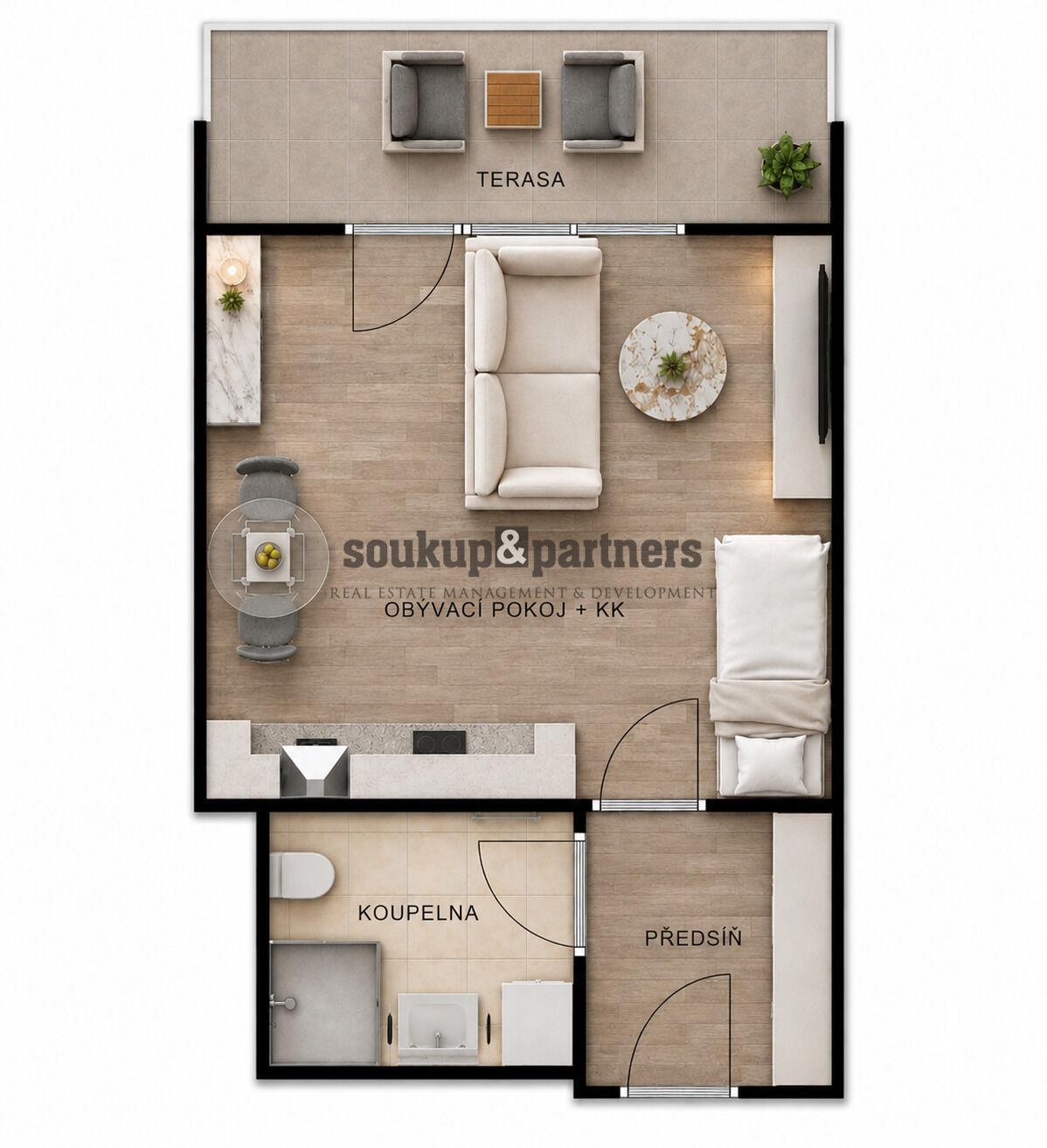 Prodej bytu 1+kk + Balkon, 39 m2, Praha 9 - Kbely