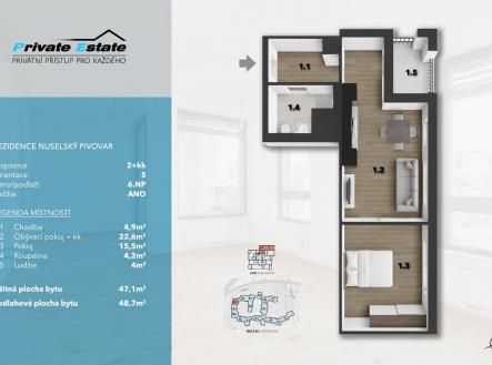 Prodej bytu, 2+kk, 48 m²