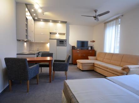 Pronájem bytu 1+kk s terasou, 43 m2, Kabešova