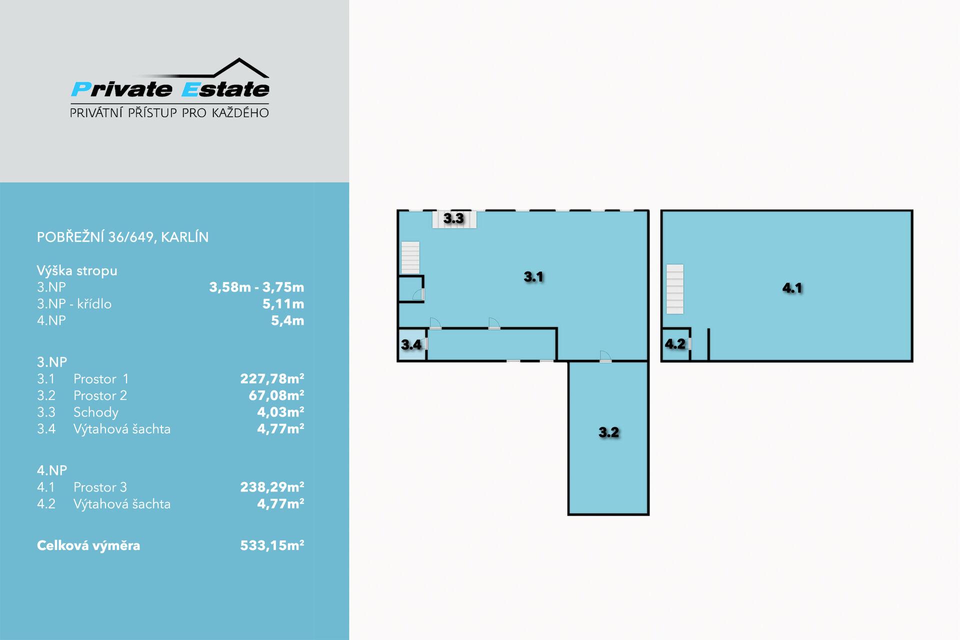 Pronájem skladových prostor – 533,87 m², Pobřežní ulice, Karlín