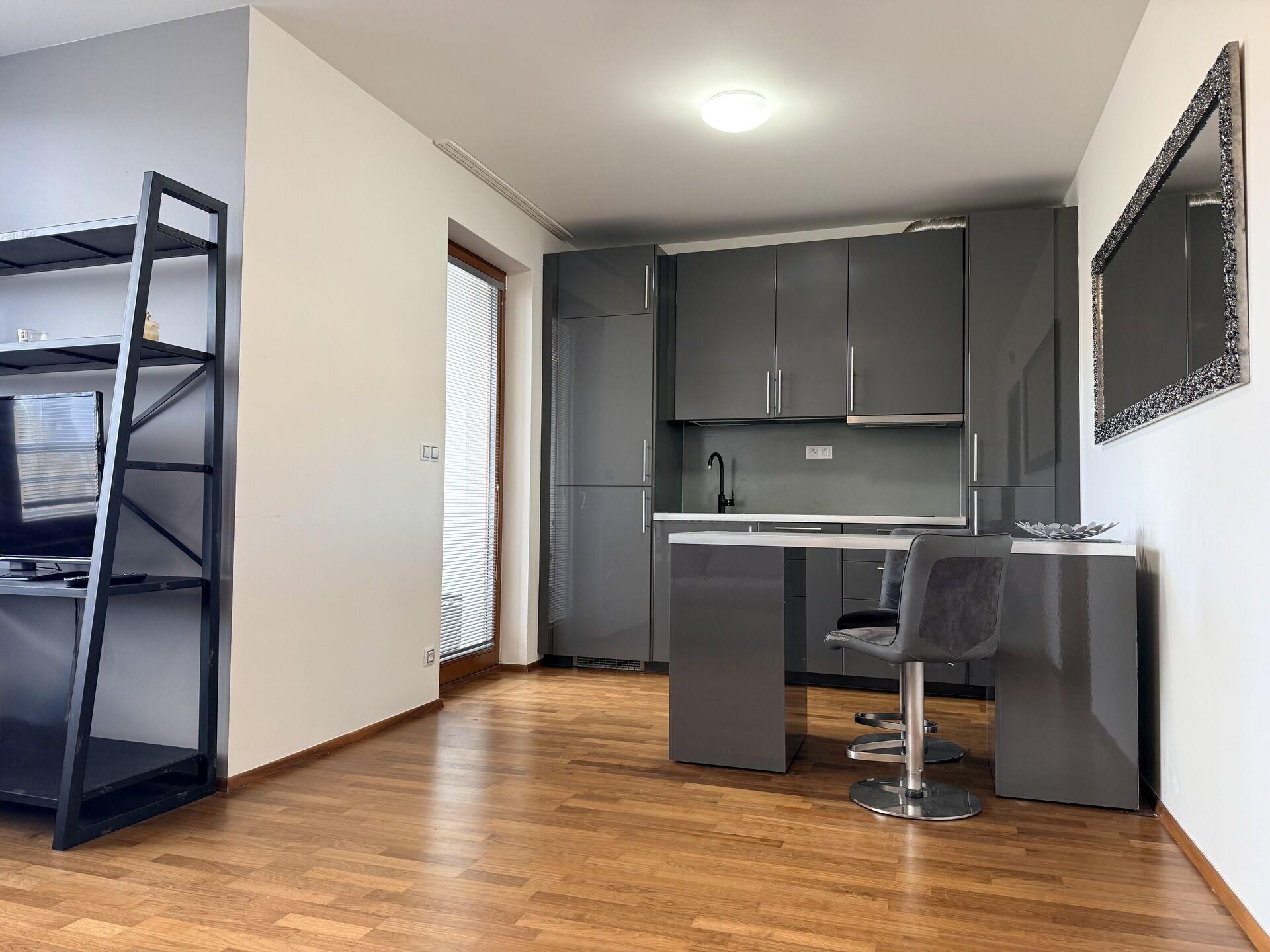 Pronájem 1+kk (36,2m2) s lodžií, sklepem a garážovým stáním, Patočkova, Praha 6