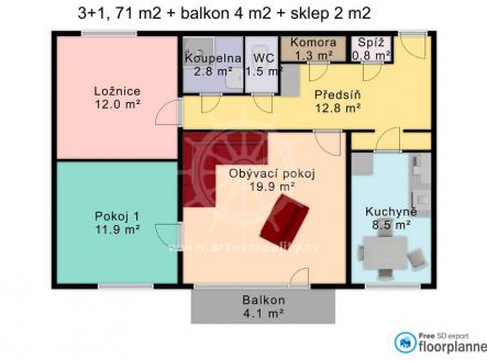 Prodej bytu, 3+1, 71 m²