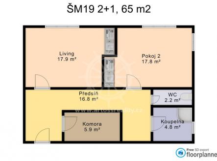 Pronájem bytu, 1+kk, 65 m²