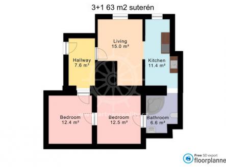 Pronájem bytu, 3+kk, 63 m²