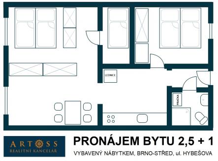 Pronájem bytu, 2+1, 54 m²