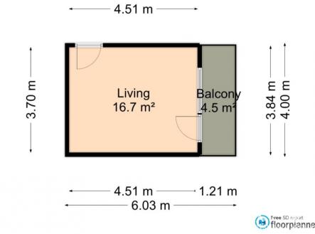 Pronájem bytu, 1+kk, 17 m²