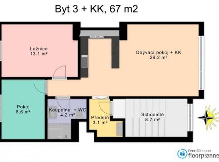 Pronájem bytu, 3+kk, 67 m²