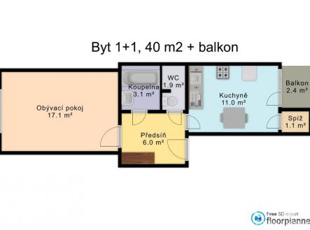 Pronájem bytu, 1+1, 42 m²