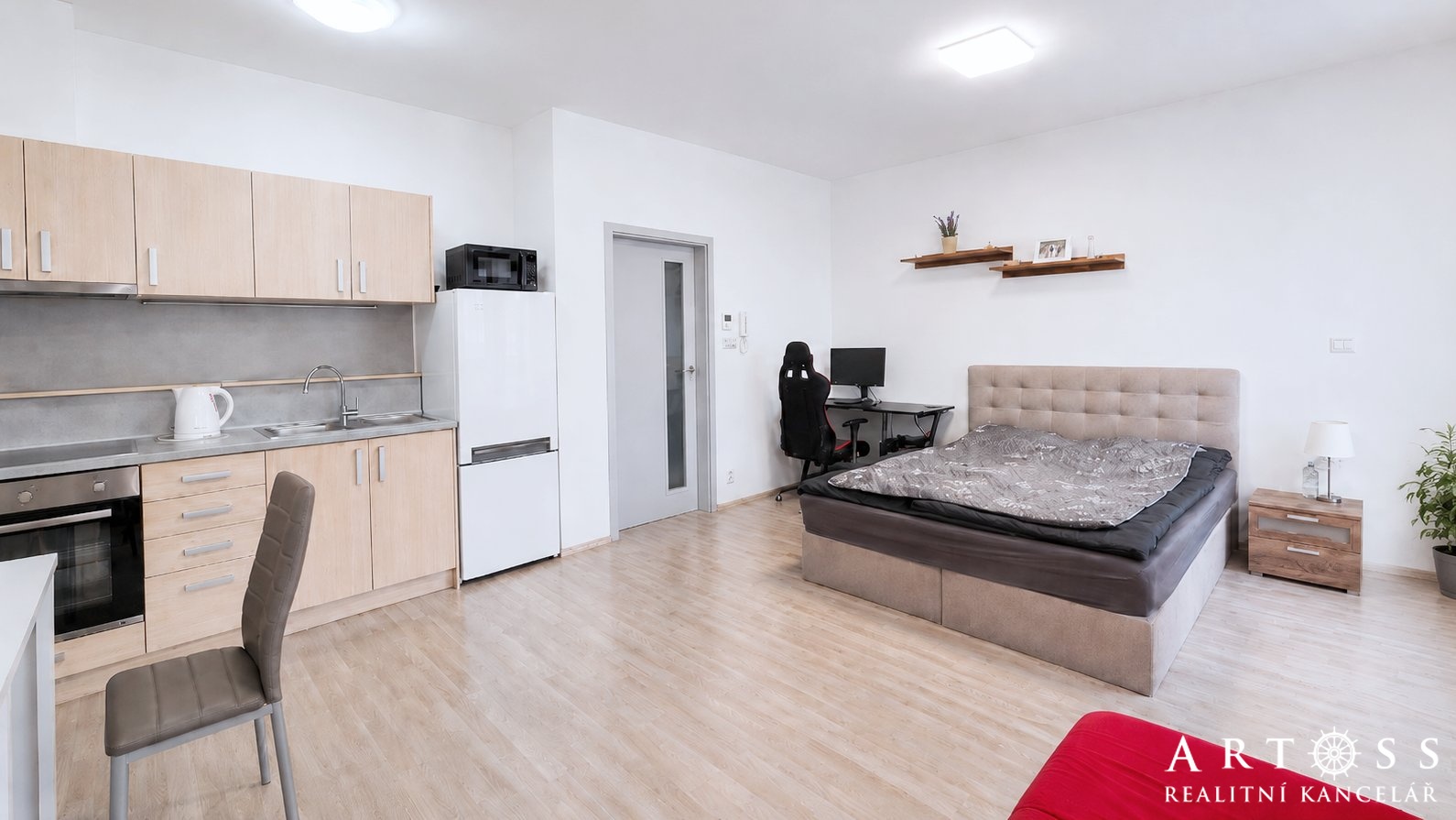 Pronájem novostavby bytu 1+kk s balkonem a parkovacím stáním, Brno-Slatina, ul. Kigginsova