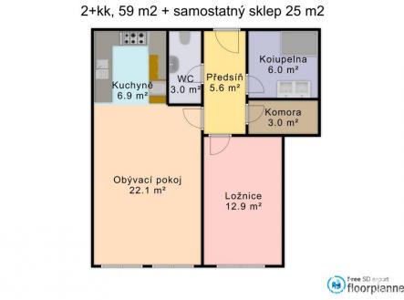 Pronájem bytu, 2+kk, 84 m²