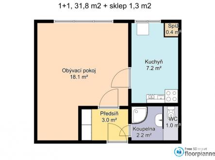 Prodej bytu, 1+1, 34 m²