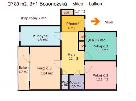 Prodej bytu, 3+1, 80 m²