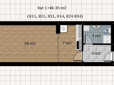 Pronájem bytu, 1+kk, 32 m²