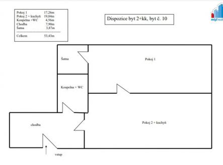 Prodej bytu, 2+kk, 53 m²