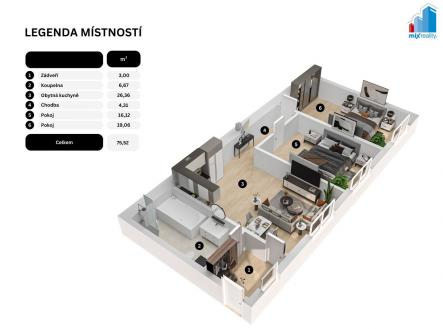 Prodej bytu, 3+kk, 76 m²