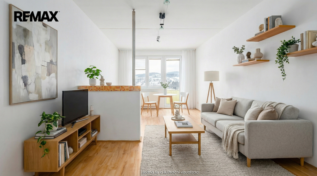 Vizualizace možného zařízení obývacího prostoru
