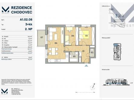 Prodej bytu, 3+kk, 69 m²