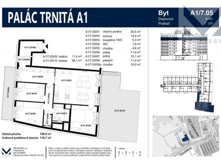 Prodej bytu, 4+kk, 108 m²