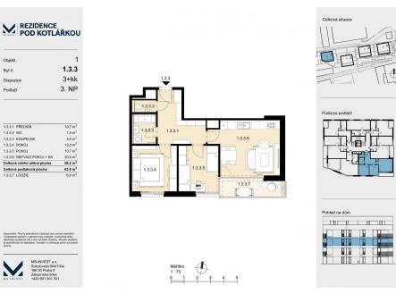 Prodej bytu, 3+kk, 63,6 m²