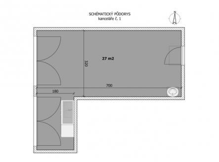 Pronájem - kanceláře, 27 m²