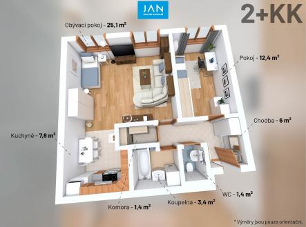 Prodej bytu, 2+kk, 60 m²