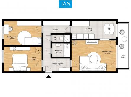 Prodej bytu, 3+1, 70 m²