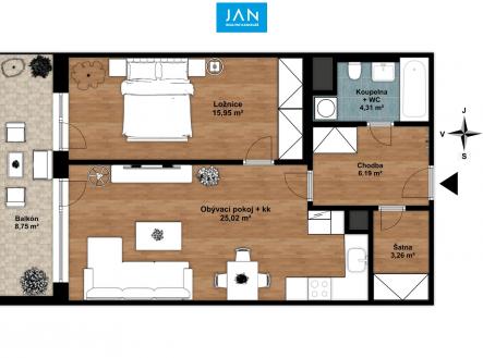 Pronájem bytu, 2+kk, 67 m²