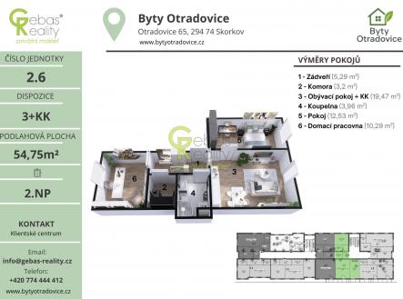 Prodej bytu, 3+kk, 54 m²