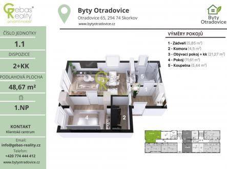 Prodej bytu, 2+kk, 48 m²