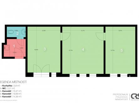 Pronájem - kanceláře, 55 m²