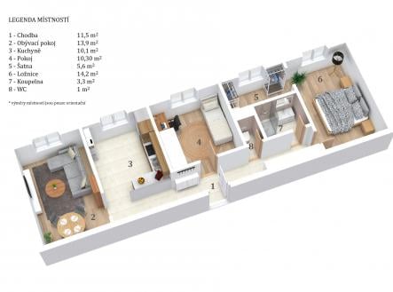 Pronájem bytu, 3+1, 68 m²