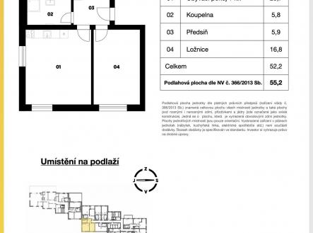 Prodej bytu, 2+kk, 55 m²