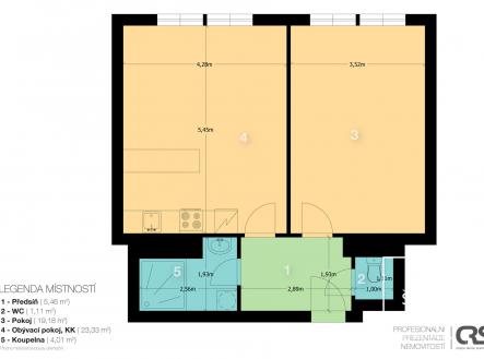 Pronájem bytu, 2+kk, 53 m²