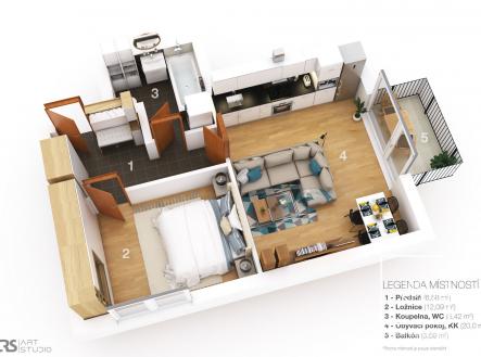 Prodej bytu, 2+kk, 48 m²