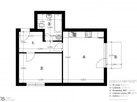 Prodej bytu, 2+kk, 48 m²