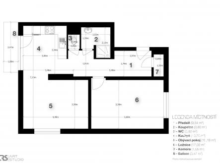 Prodej bytu, 2+kk, 58 m²