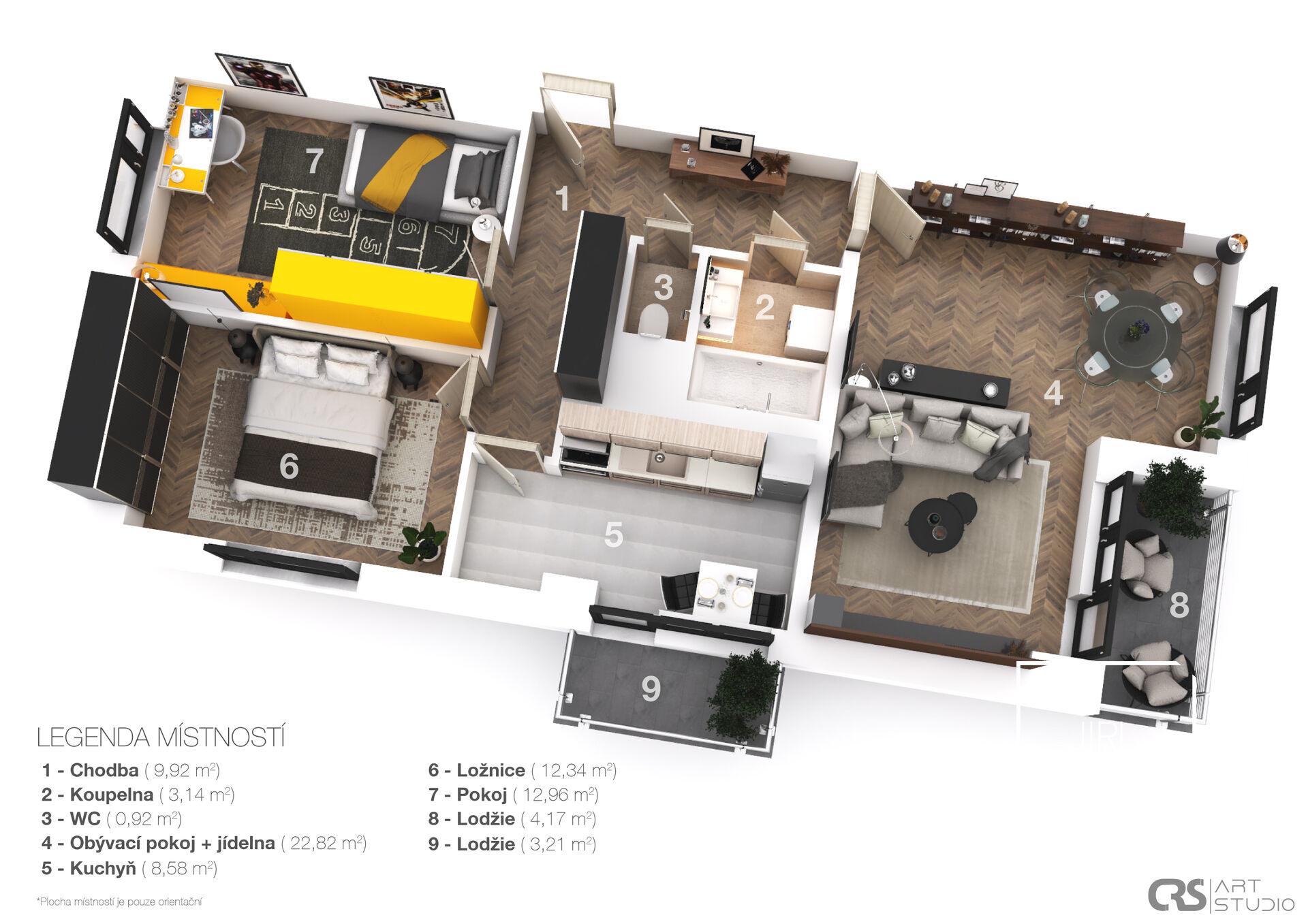 Pronájem bytu 3+1 + garážové stání + 2x balkón, Praha 10, V Olšinách