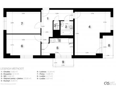 Pronájem bytu, 3+1, 73 m²