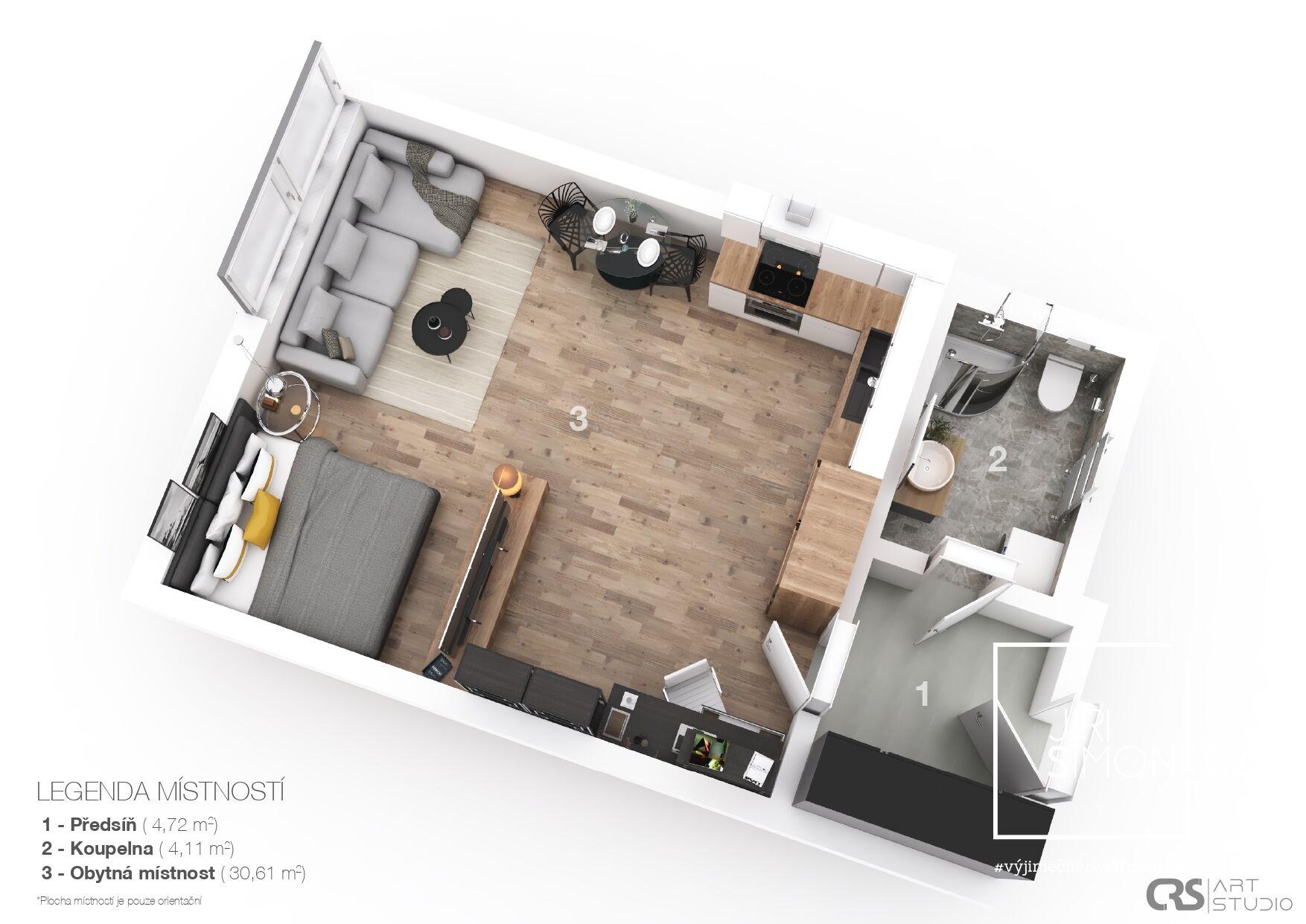 Pronájem bytu 1+kk, 40 m2 Nová Ves (Praha-východ)