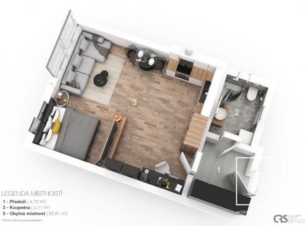 Pronájem bytu, 1+kk, 40 m²