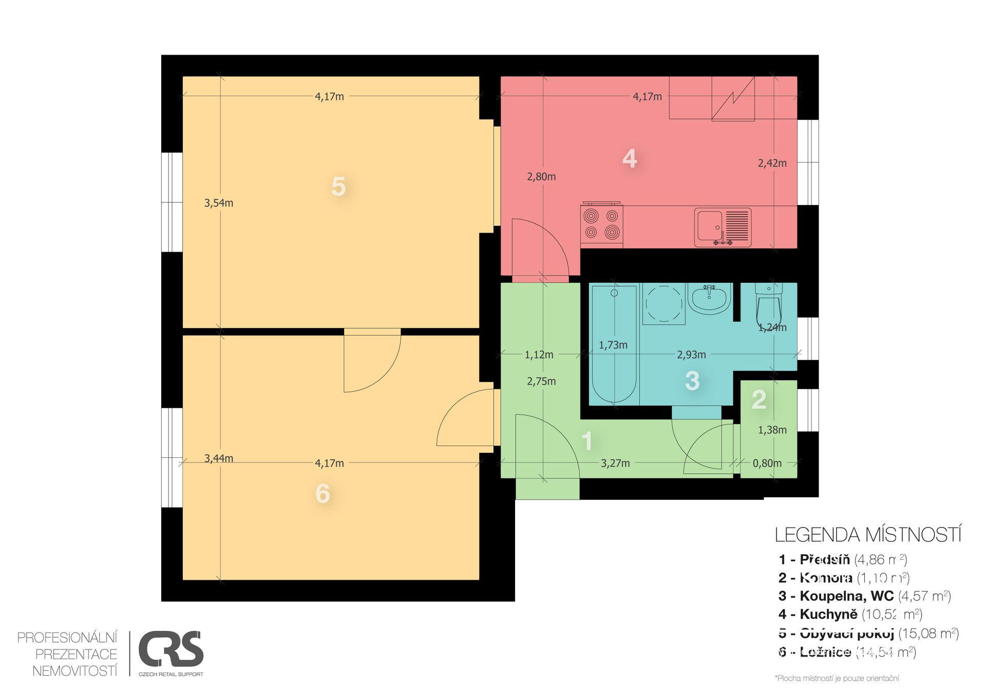 Pronájem bytu 2+1, Neratovice, cihlový dům, 51 m2