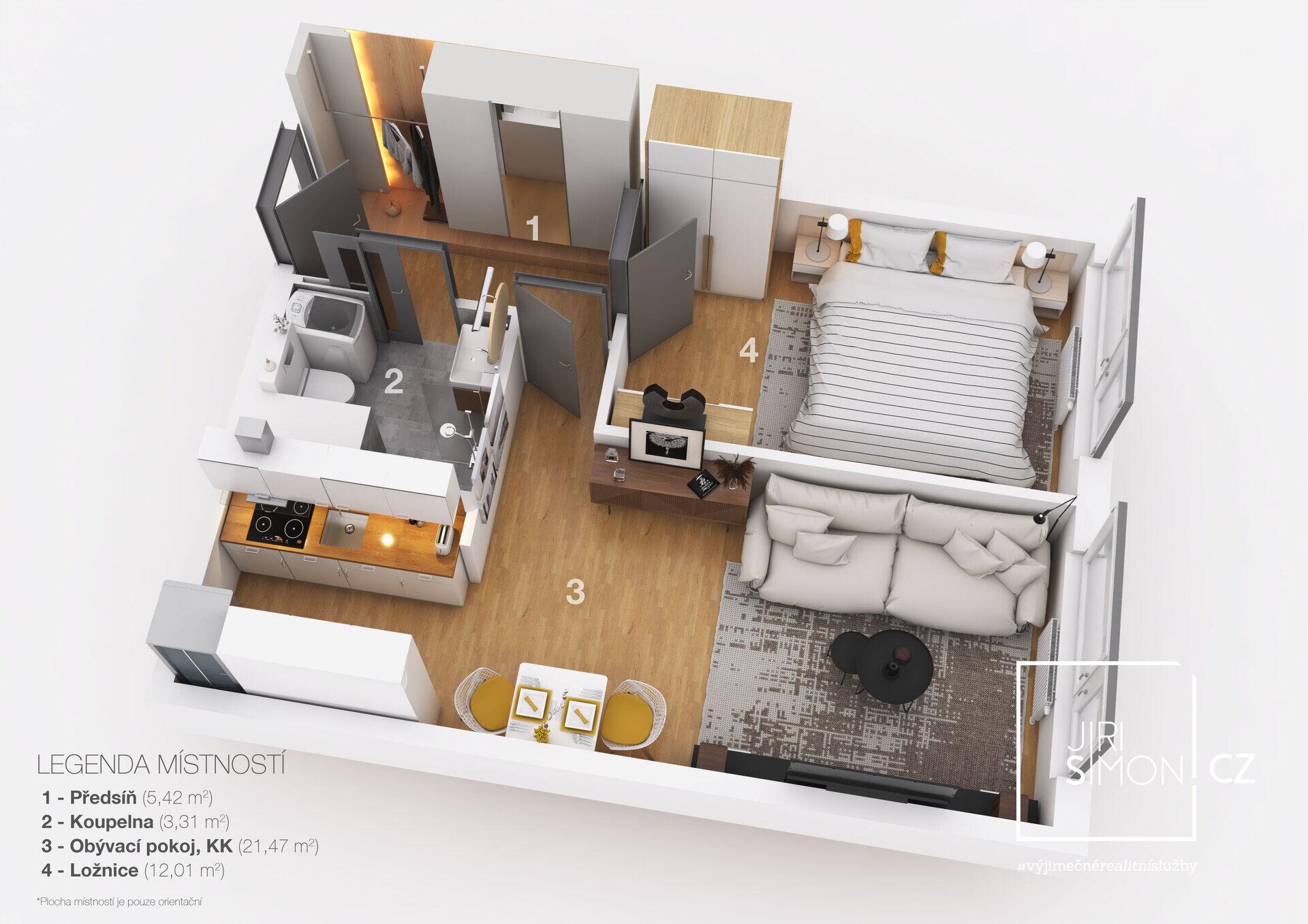 Pronájem bytu 2+kk, 46 m2, Praha 5 - Hlubočepy