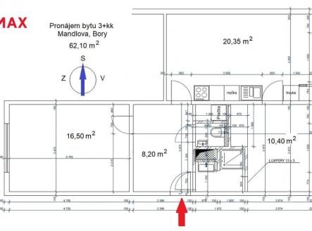 Pronájem bytu, 3+kk, 60 m²