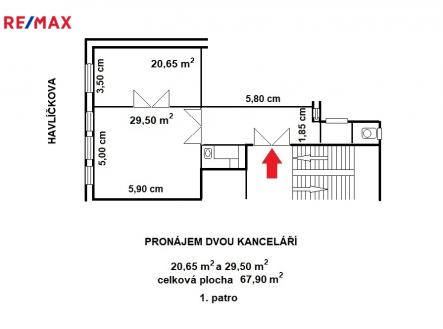 Pronájem kanceláře, 67 m²