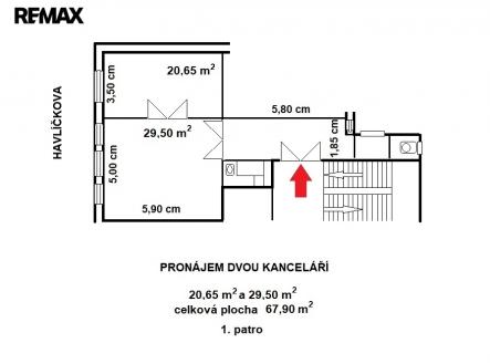 Pronájem kanceláře, 67 m²