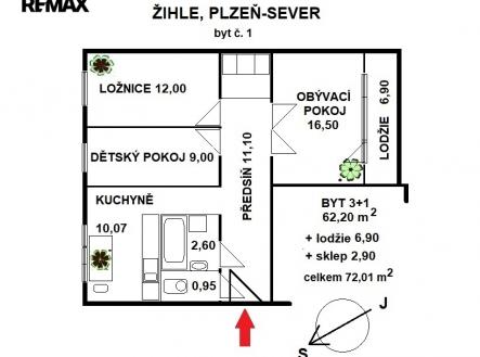 Prodej bytu, 3+1, 72 m²