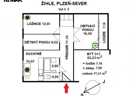 Prodej bytu, 3+1, 77 m²