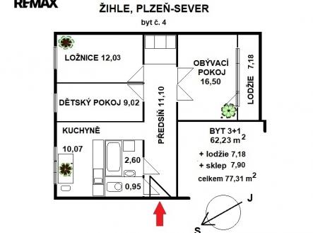 Prodej bytu, 3+1, 77 m²