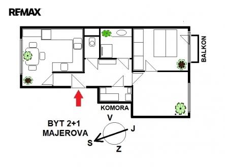 Pronájem bytu, 2+1, 70 m²